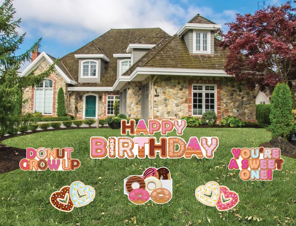 Donut Happy Birthday Yard Card, 9 pcs