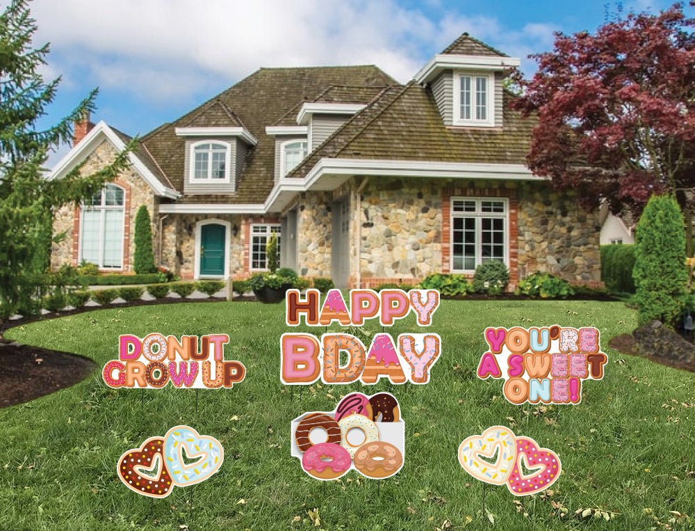 Donut Happy Birthday Yard Card, 9 pcs - Image 2