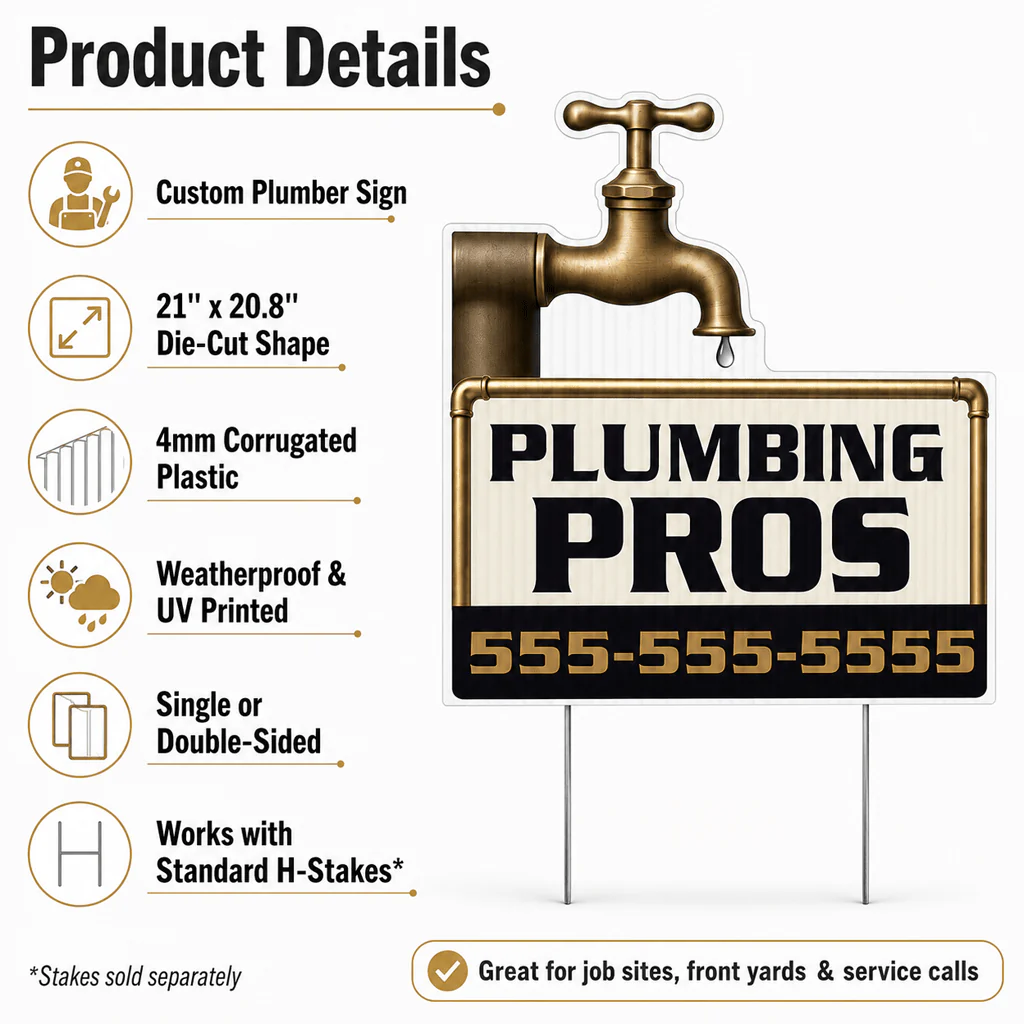 21"×20.8" Custom Plumbing Faucet Shaped Yard Sign - Image 2
