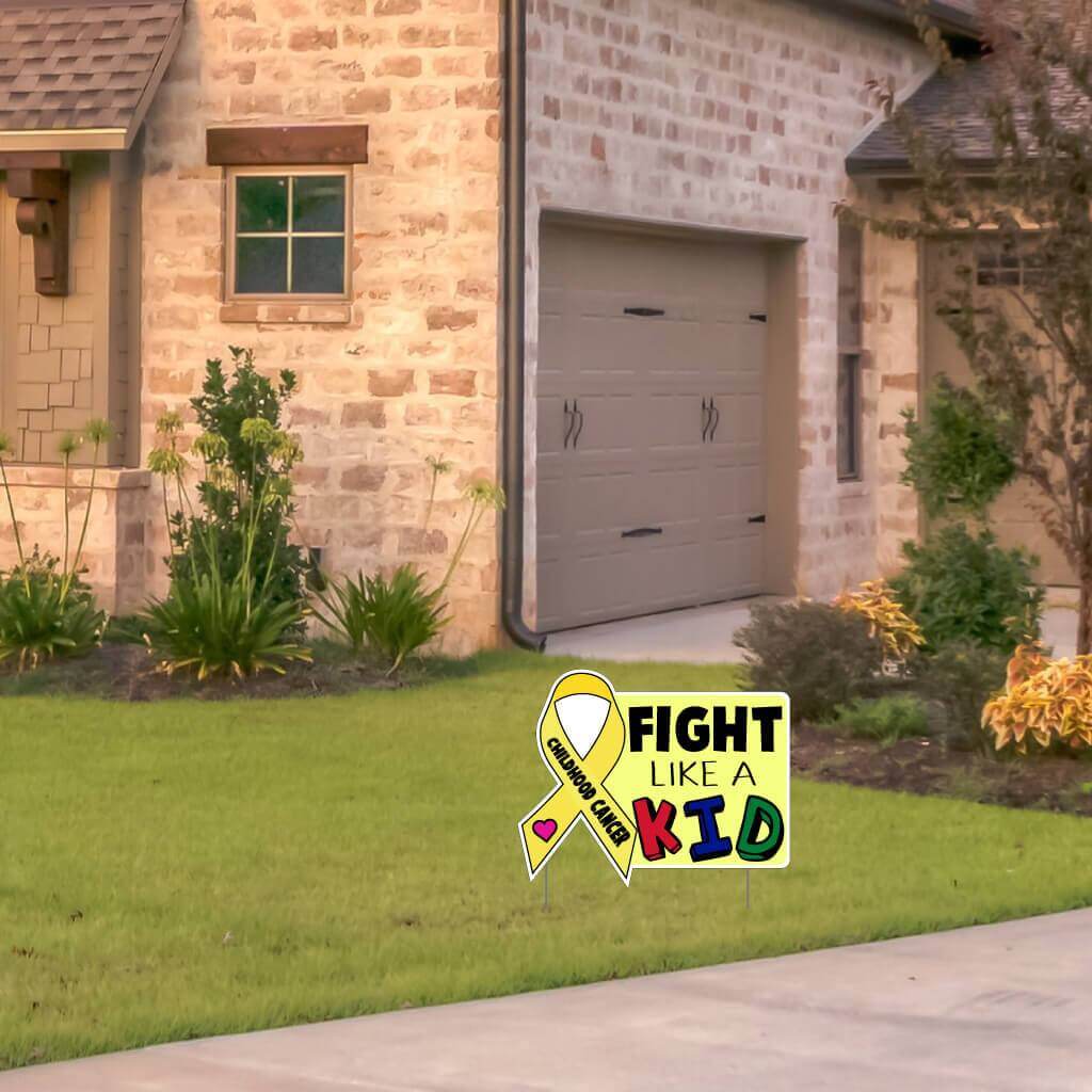 Fight Like a Kid Childhood Cancer Awareness Yard Sign - Image 2