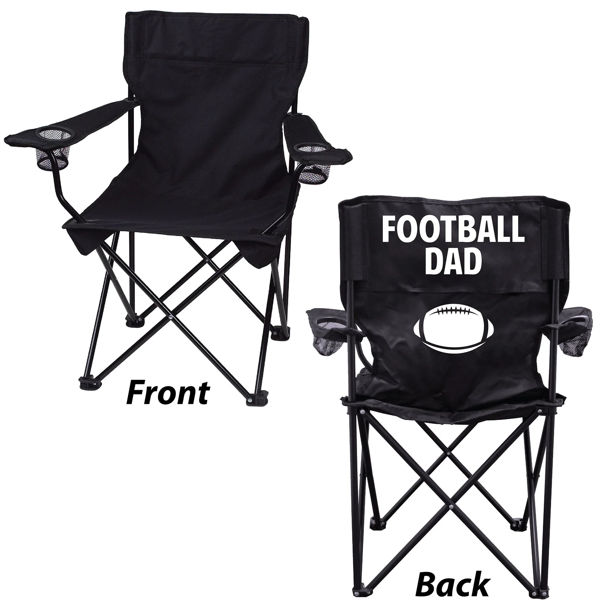 Football Dad Black Folding Camping Chair - Image 2