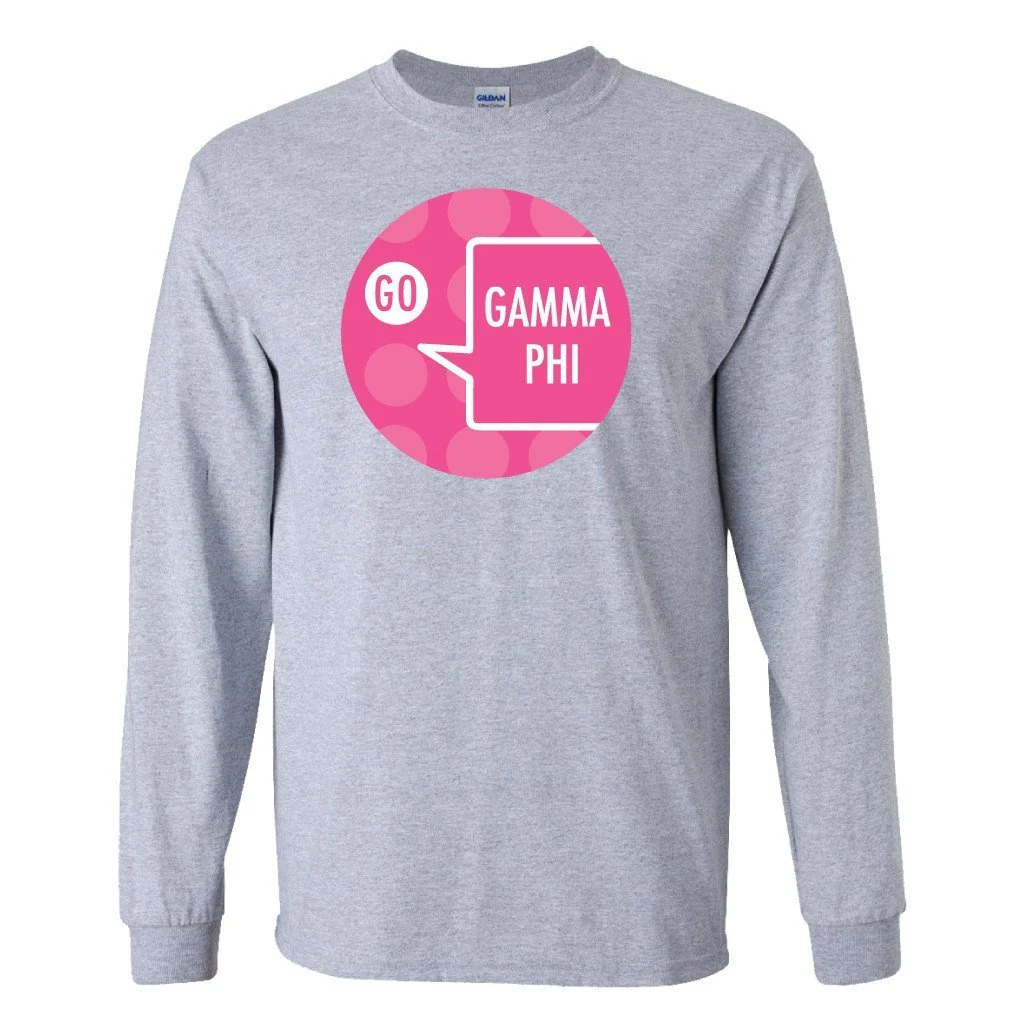 Gamma Phi Beta Long Sleeve T-shirt "Go Gamma Phi" Speech Bubble - Image 2