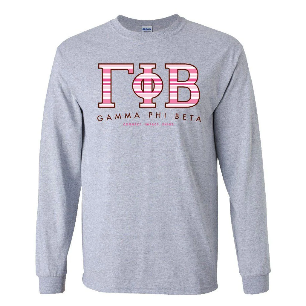 Gamma Phi Beta Long Sleeve T-shirt Greek Letter Design - Image 2