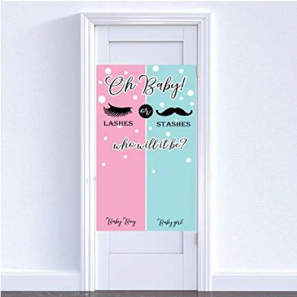 Gender Reveal Lashes or Stashes 3'x5' Banner - Image 2