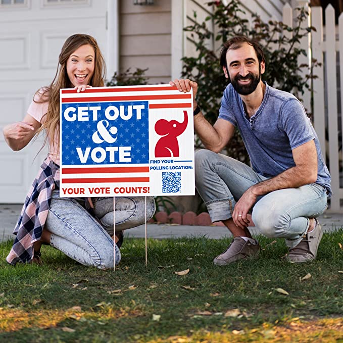 Get Out and Vote (Republican) with Polling Location QR Code | 18" x 24" | 4 pack - Image 2