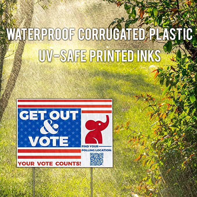 Get Out and Vote (Republican) with Polling Location QR Code | 18" x 24" | 4 pack - Image 3