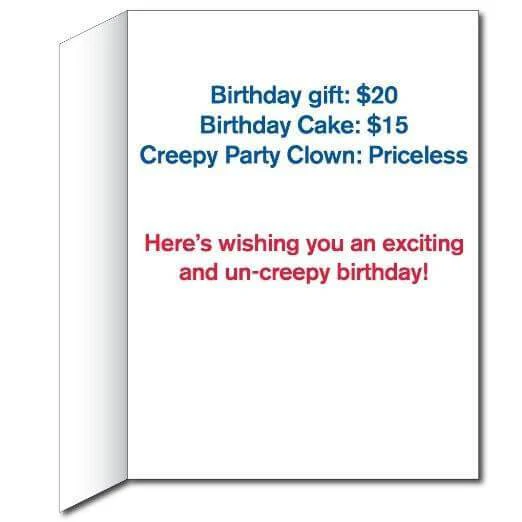 3' Giant Creepy Clowns Birthday Greeting Card - Image 3