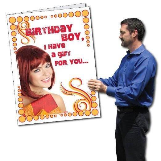 3' Giant Red Head with Gift Birthday Greeting Card