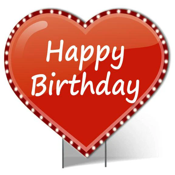 Giant Happy Birthday Lighted Heart Yard Sign - Image 2