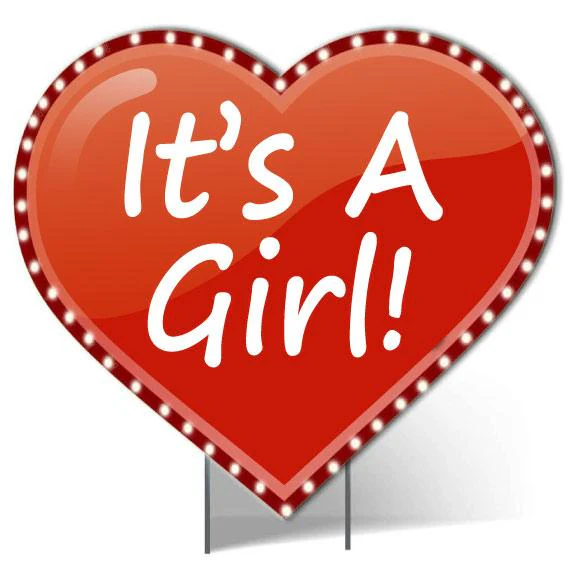 Giant 'It's A Girl' Lighted Heart Yard Sign - Image 2