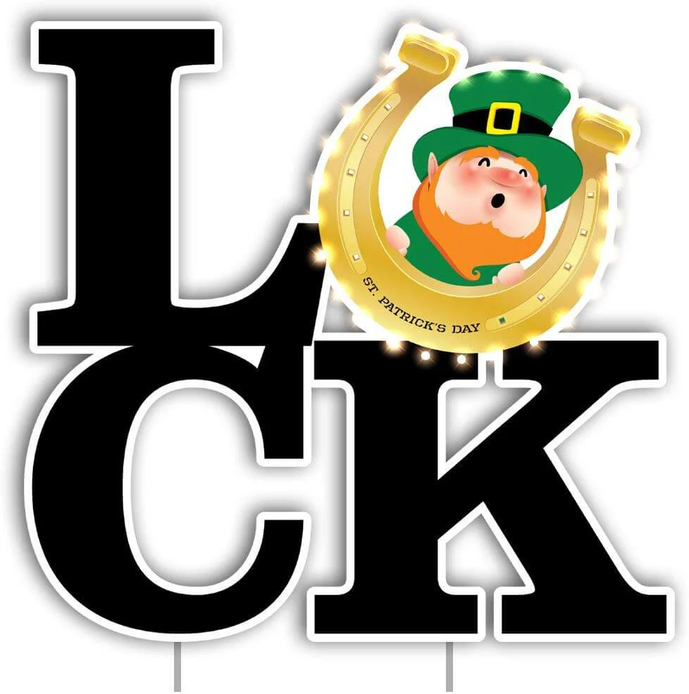Giant Luck St. Patrick's Day Horseshoe Lighted Sign - Image 2