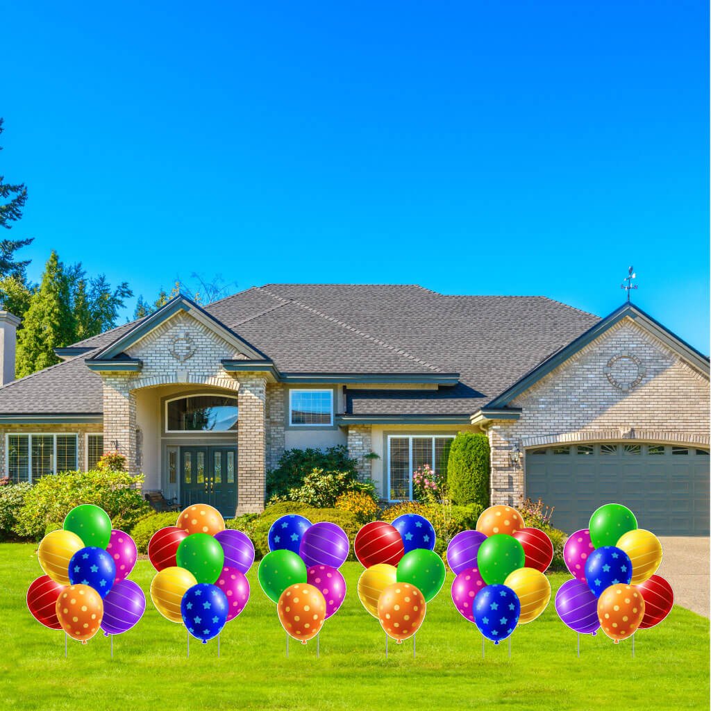 Giant Colorful Balloon Clusters Yard Card Back Fillers - Image 2