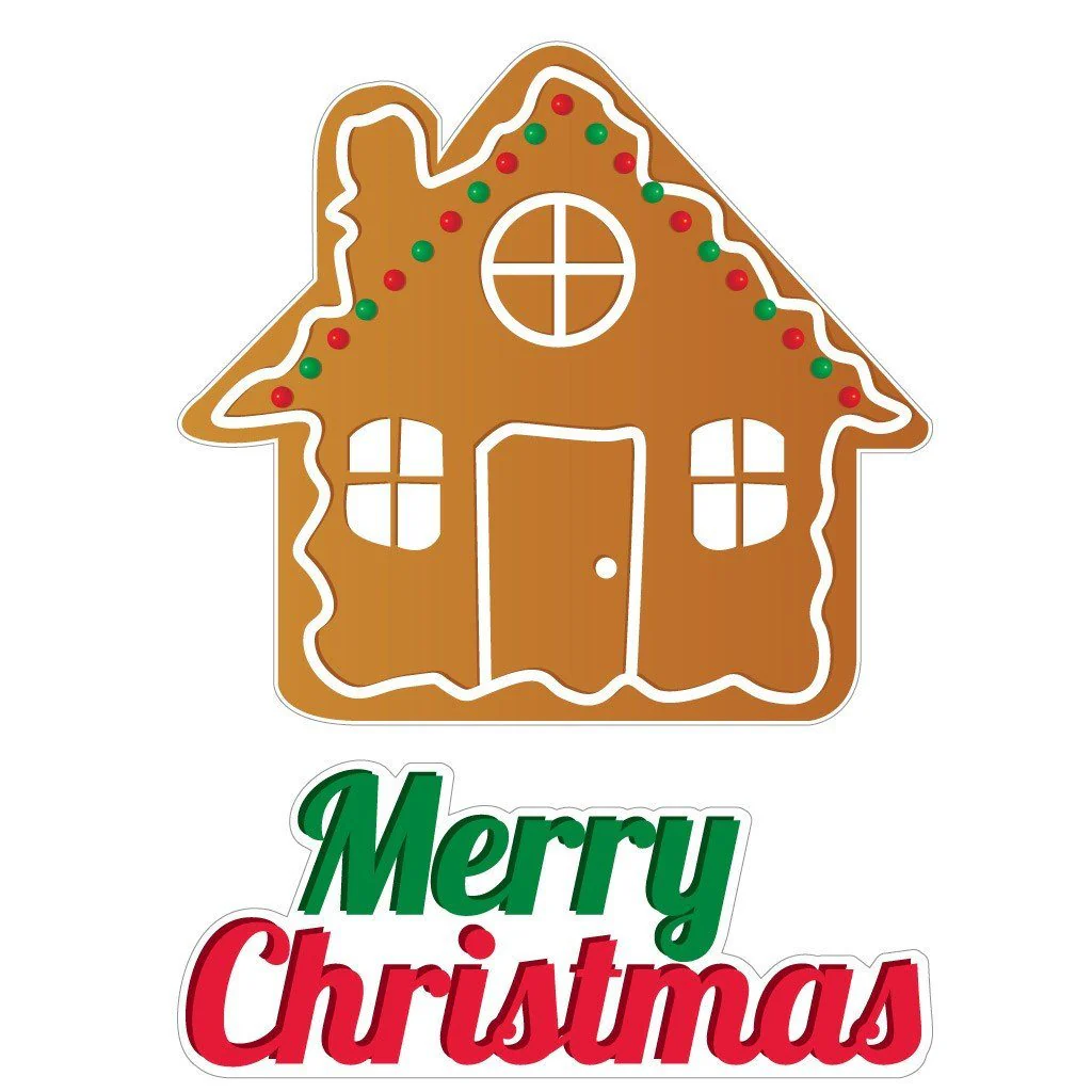 Gingerbread House Christmas Yard Card - 7 Pc Set | Short Stakes Included - Image 3