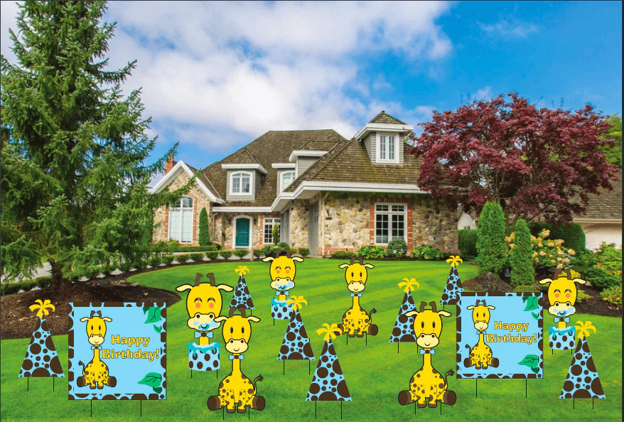 Giraffe Birthday Boy Yard Decorations