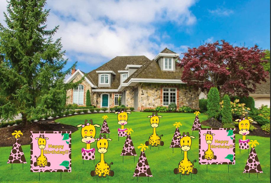 Giraffe Birthday Girl Yard Decorations 15 piece set