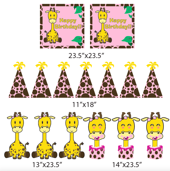 Giraffe Birthday Girl Yard Decorations 15 piece set - Image 2