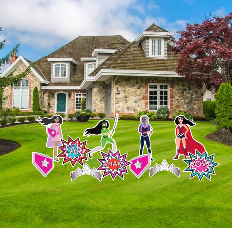 Girl Superhero Yard Greeting Accessories - 11 pc set