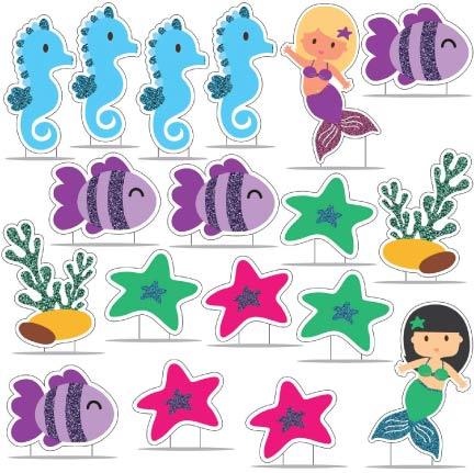 Glitter Mermaid Birthday Pathway & Yard Card Set - Image 2
