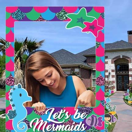 Glitter Mermaid Birthday Photo Booth Frame Prop
