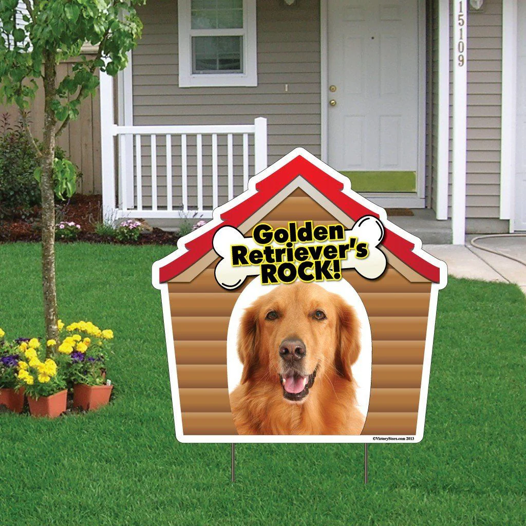 Golden Retrievers Rock! Dog Yard Sign