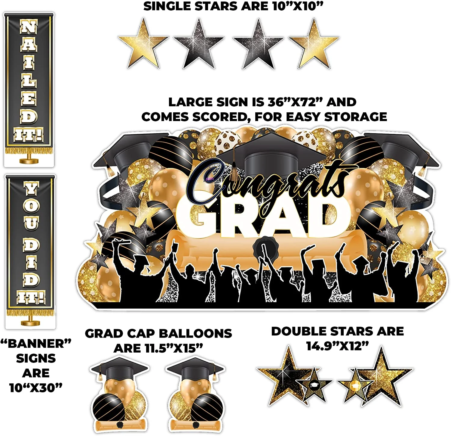 Graduation Oversized EZ Yard Cards | 11 pc set - Image 3