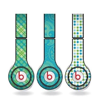Green & Teal Skins for Beats Solo HD Headphones Set of 3 Patterns