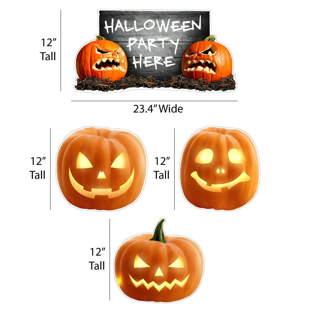 Halloween Party Here Scary Pumpkins Yard Sign 7 pc set - Image 2