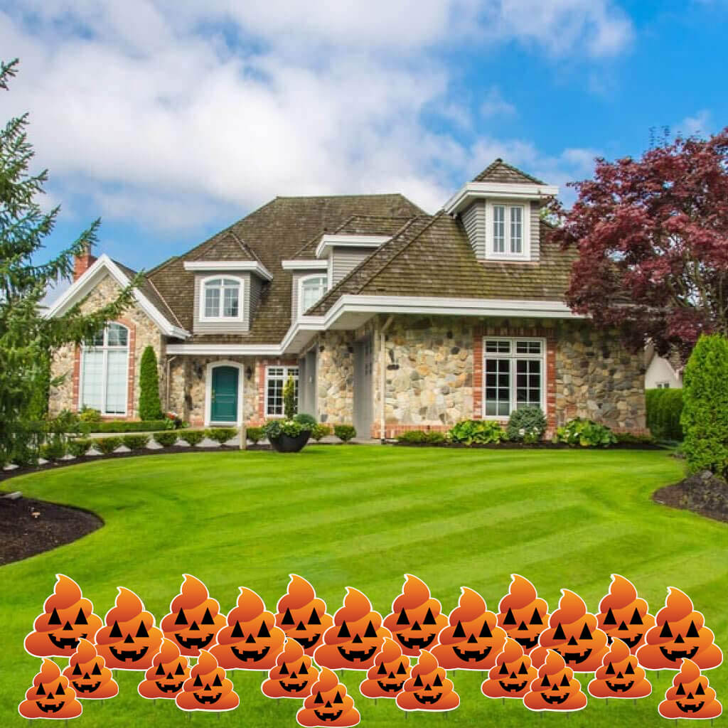 Halloween Pumpkin Themed Poop Emoji Yard Greeting 26 pc Set