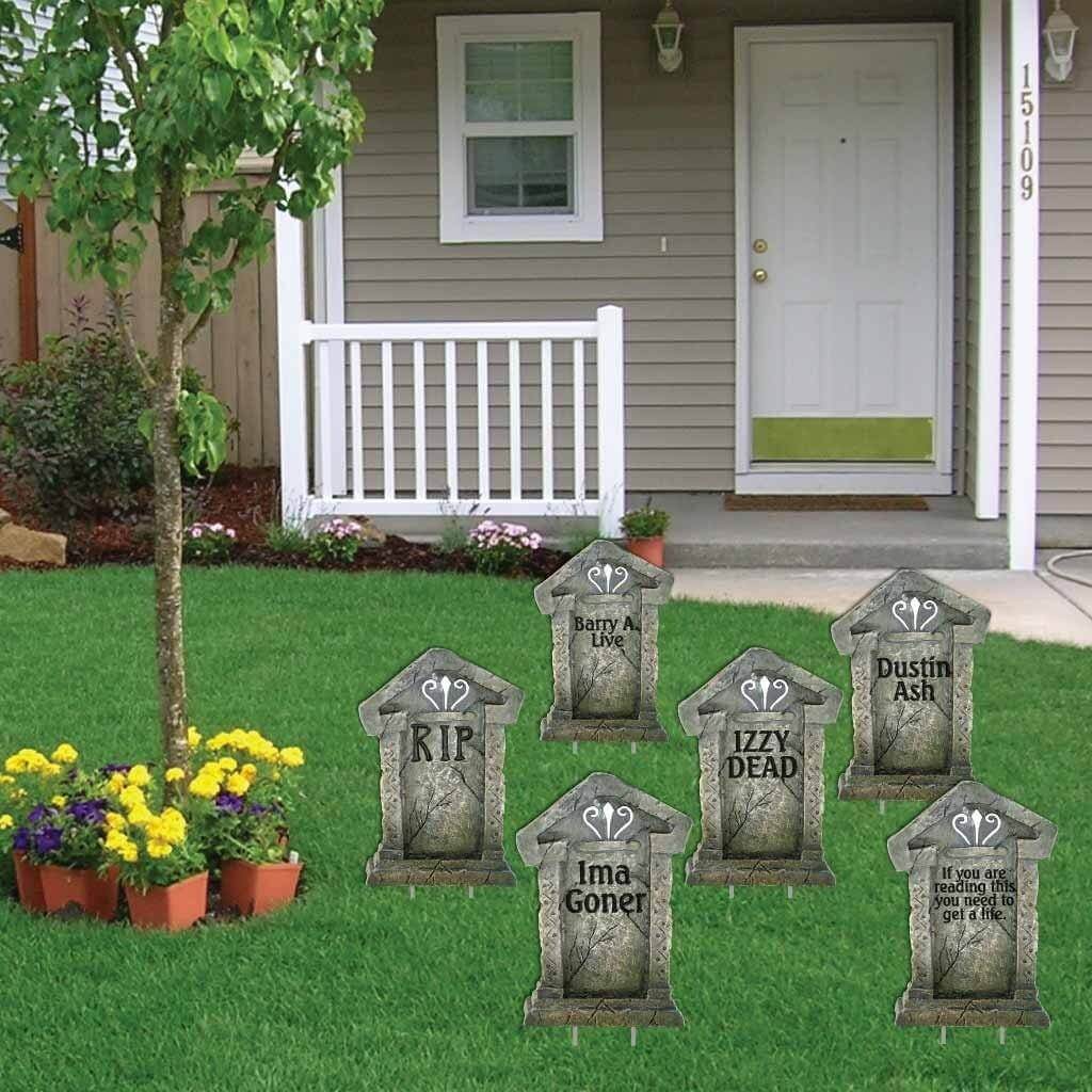 Fake Tombstones Halloween Yard Decoration | Set of 6