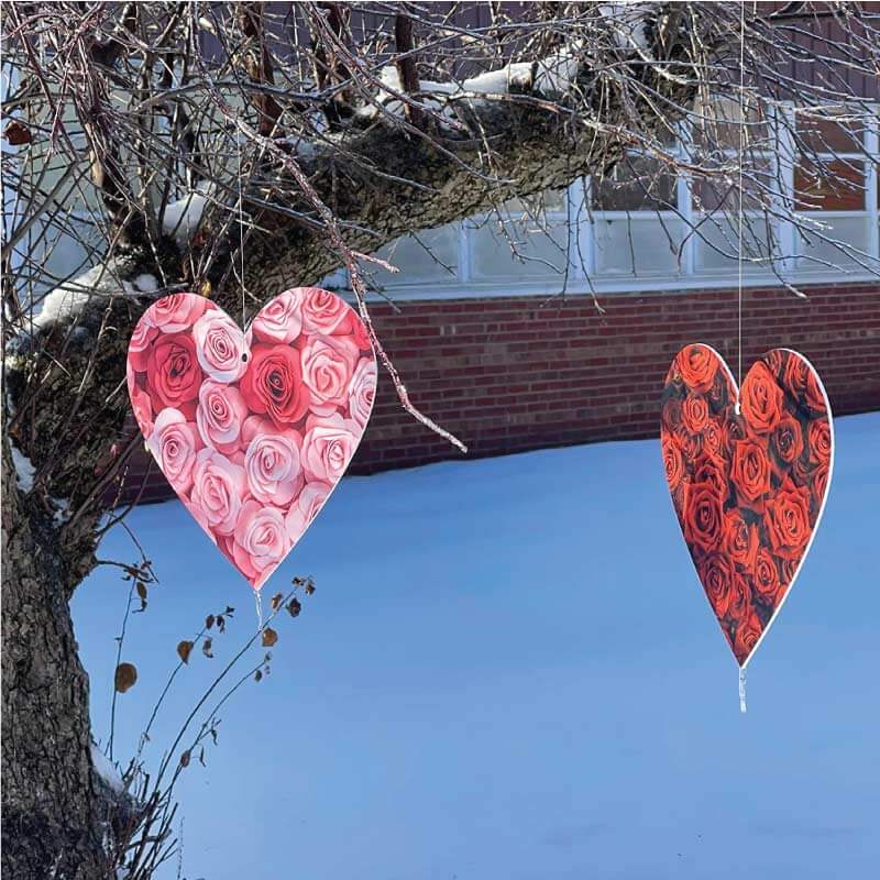 Hanging Rose Patterned Hearts Decorations