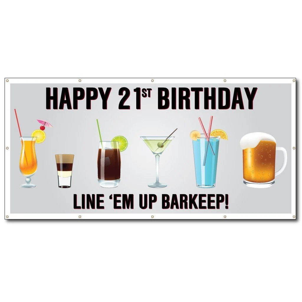 Happy 21st Birthday 2'x4' Vinyl Banner - Image 2