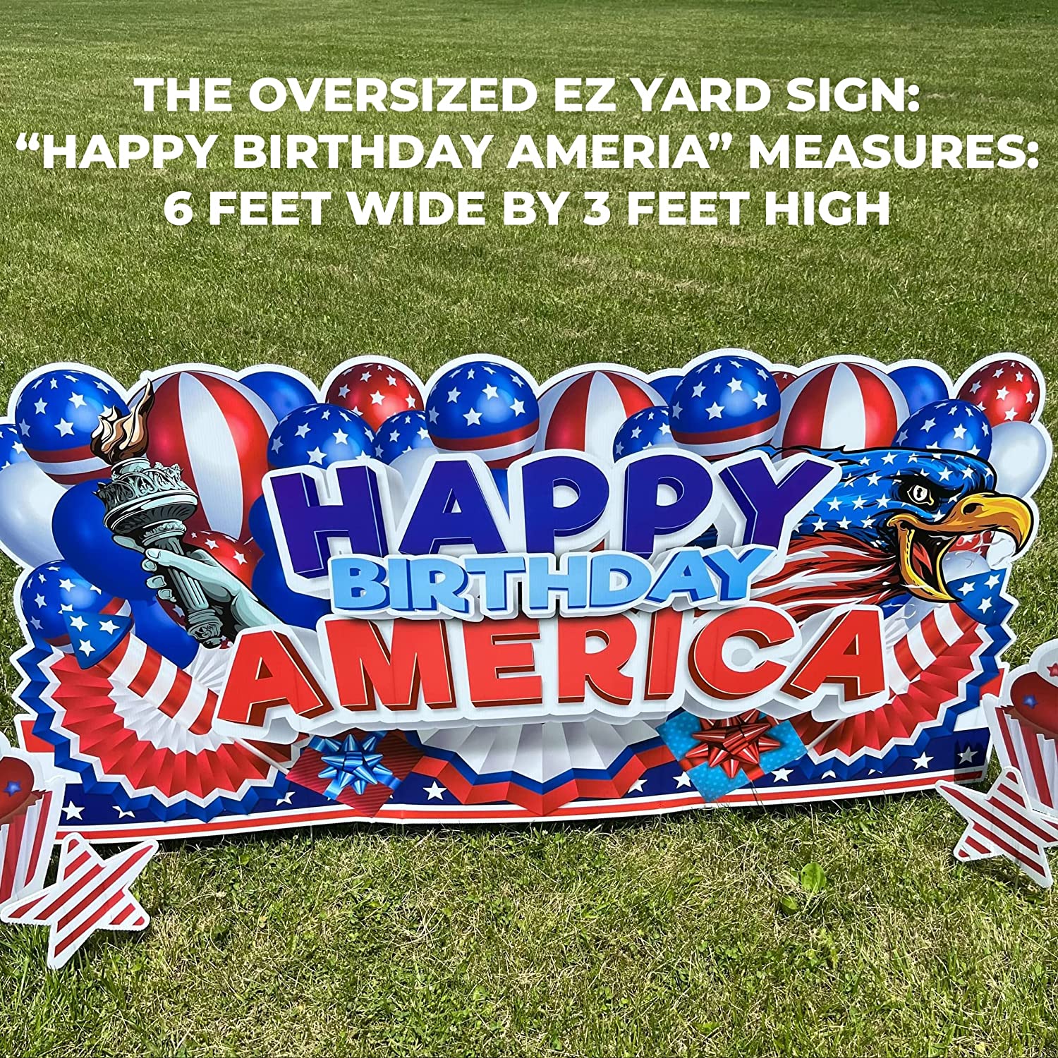 Happy Birthday America Oversized EZ Yard Cards - 7 pcs - Image 2