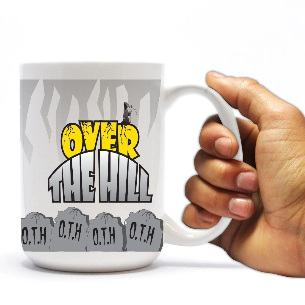 Over The Hill Tombstones Birthday 15 oz  Coffee Mug - Image 2