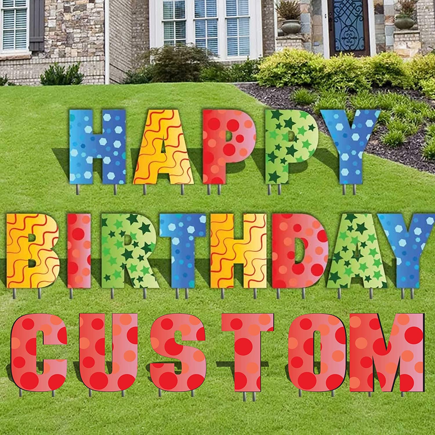 Custom Happy Birthday Confetti Colored Letters Yard Decoration Set - Image 7