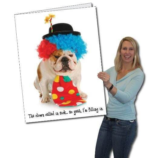 3' Giant Clown Dog Birthday Greeting Card
