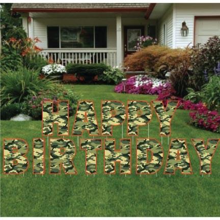 Happy Birthday Camouflage Letters Yard Card