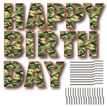 Happy Birthday Camouflage Letters Yard Card - Image 2