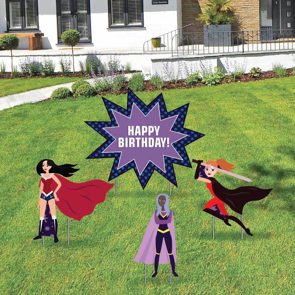 Happy Birthday Heroines Yard Decoration 4 piece set
