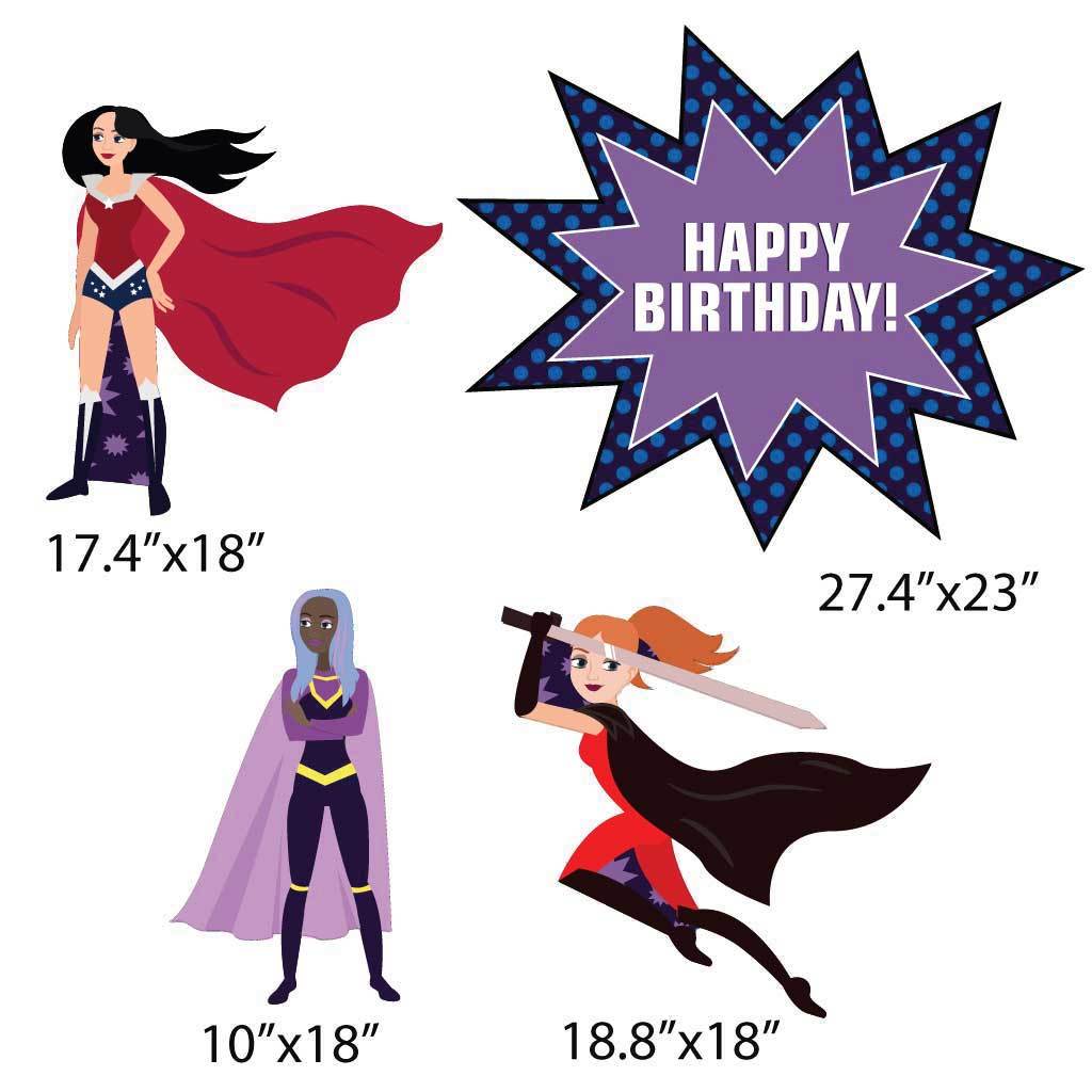 Happy Birthday Heroines Yard Decoration 4 piece set - Image 2