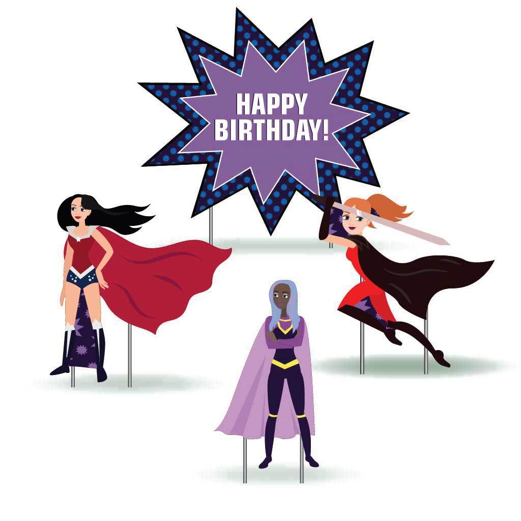 Happy Birthday Heroines Yard Decoration 4 piece set - Image 3