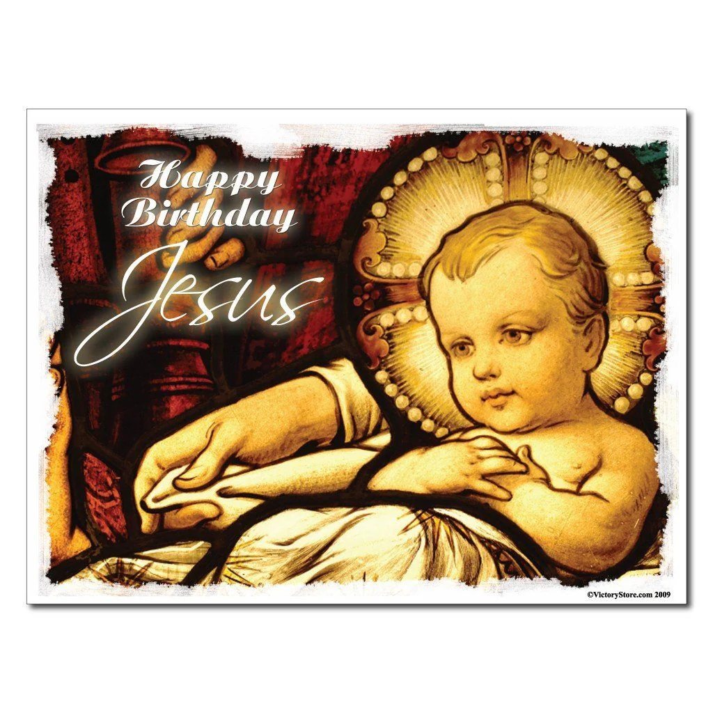 Stained Glass Window Happy Birthday Jesus Christmas Yard Sign | Pair of EZ Stakes Included - Image 2