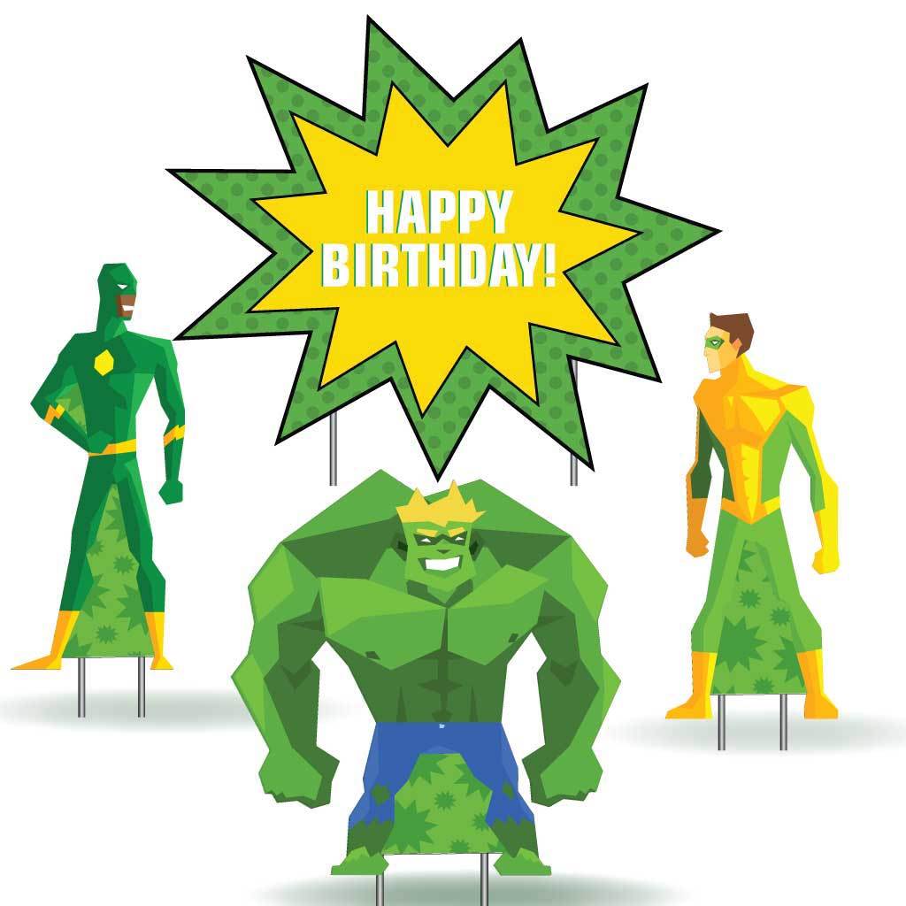Happy Birthday Super Hero Yard Decoration 4 piece set - Image 3