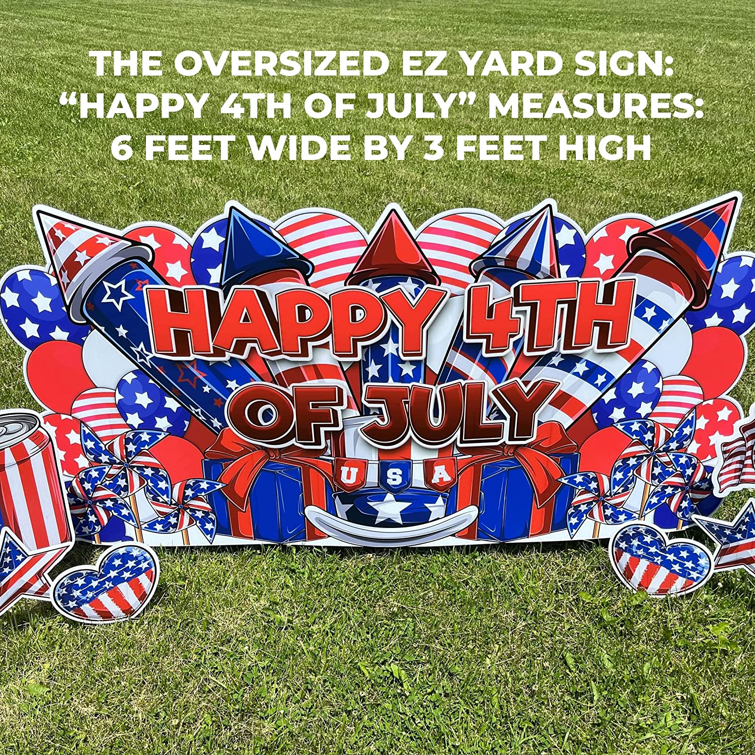 Happy Fourth of July Oversized EZ Yard Cards - 11 pcs - Image 3