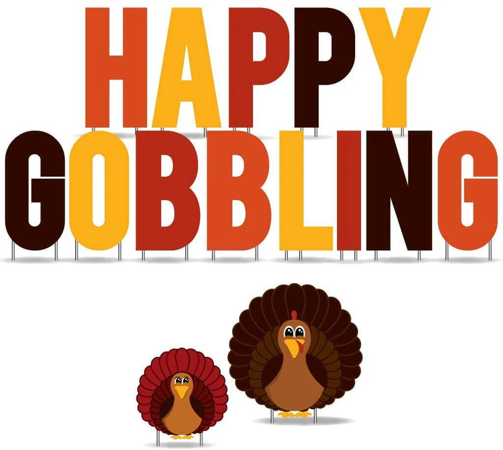 Happy Gobbling Thanksgiving Yard Card Letters 15 piece set - Image 2