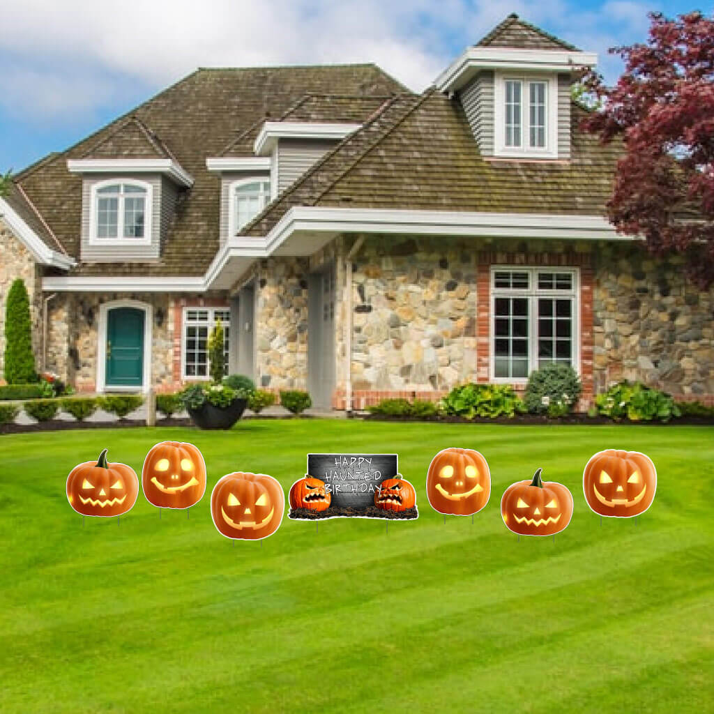 Halloween Happy Haunted Birthday Scary Pumpkins Yard Sign 7 pc set