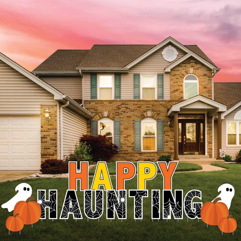 Happy Haunting Halloween Yard Card - 19 piece set