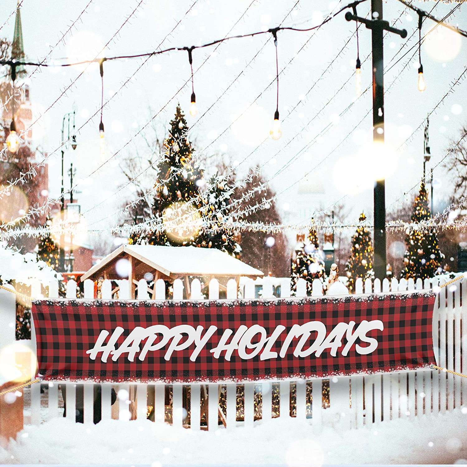 Happy Holidays Buffalo Plaid Banner - Image 2