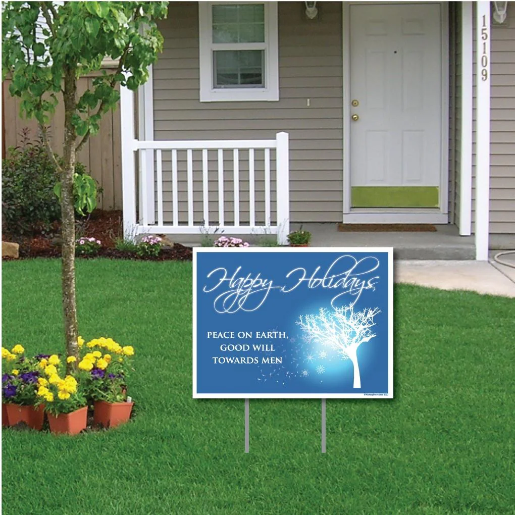 Happy Holidays Peace on Earth Christmas Yard Sign | Pair of EZ Stakes Included - Image 2