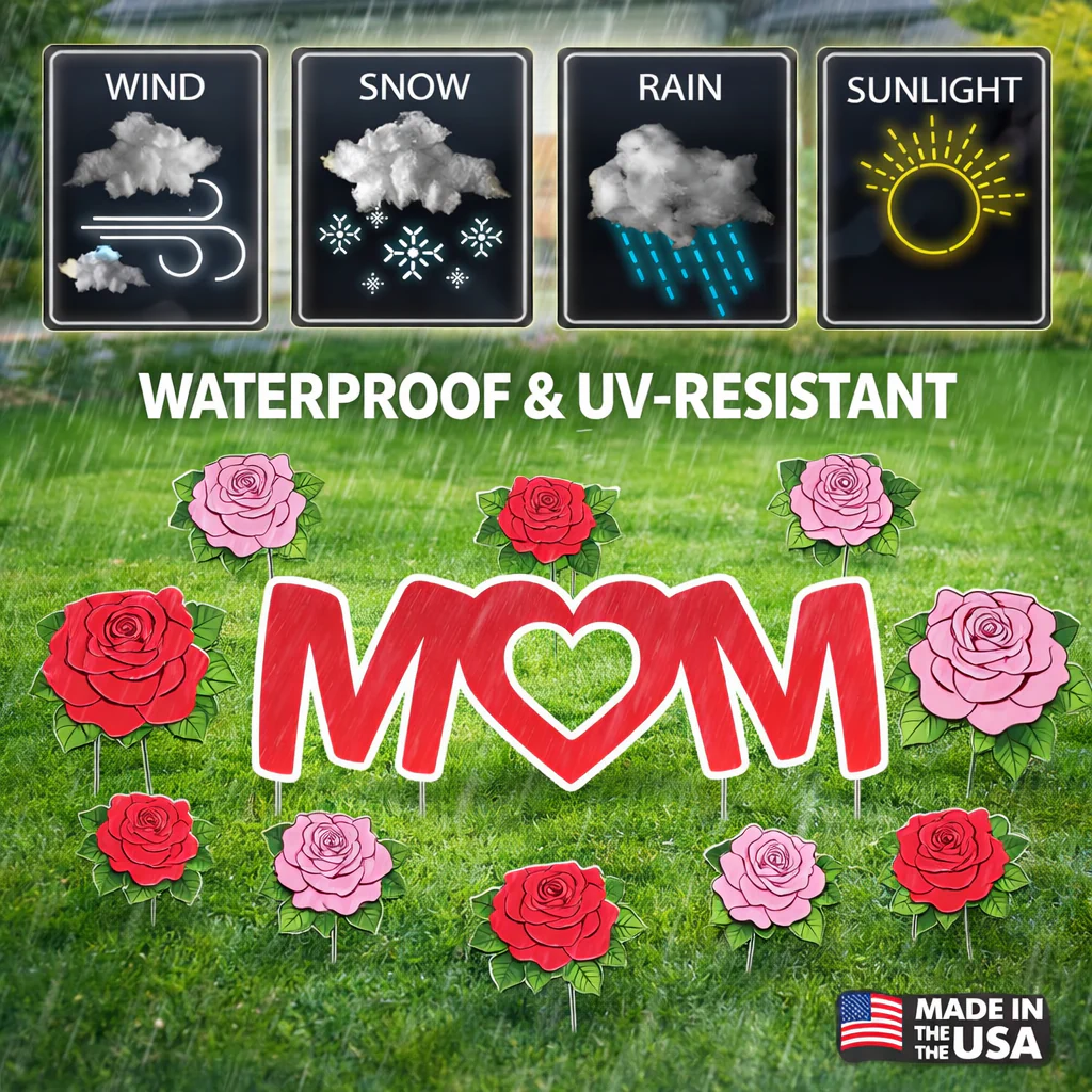 Happy Mother's Day Yard Card - Mom, Roses decoration - Image 2