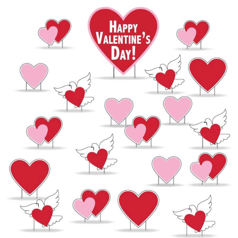 Happy Valentine's Day Hearts & Doves Yard Decoration 21pc set - Image 3